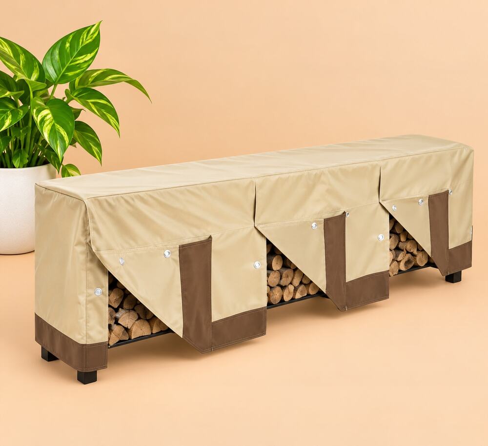 NWT Veranda Classic Accessories Water-Resistant 12 Foot Log Rack Cover, earth
